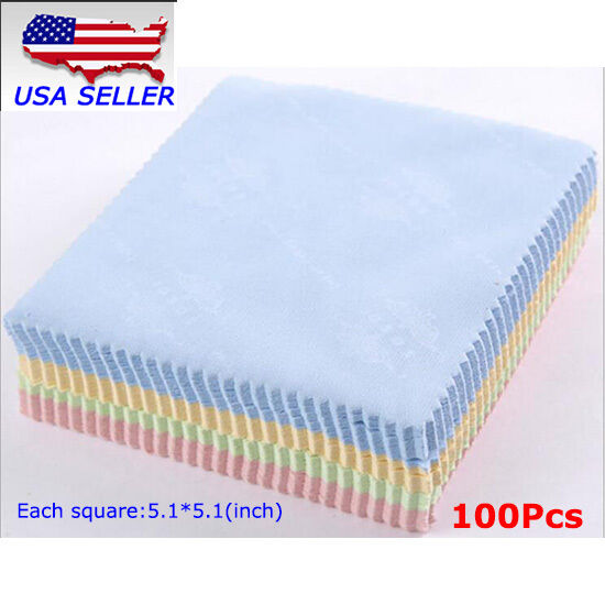 100pcs Microfiber Phone Screen Camera Lens Glasses Cleaning Cloth Square Cleaner