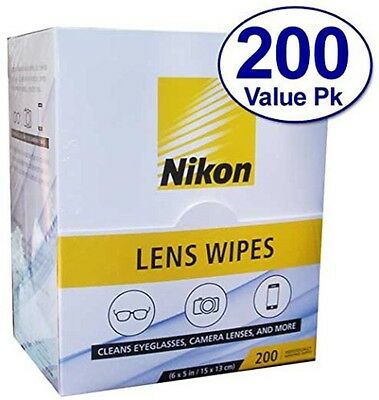 Nikon Pre-moistened Lens Cloths Wipes 200 Ct, Glasses Camera Phone Cleaning, New